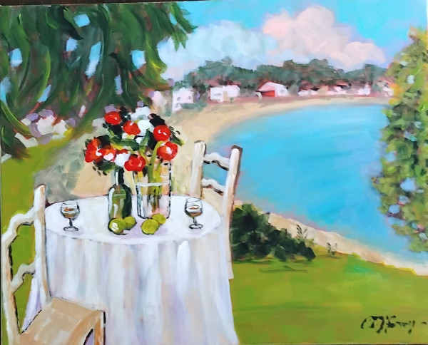 Table overlooking Horderns beach Bundeena