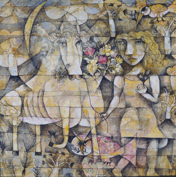 Girl leading horse (2015) Acrylic on canvas 60 x 60cm