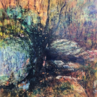 Waterhole, Encaustic Painting, 72cm x 48cm